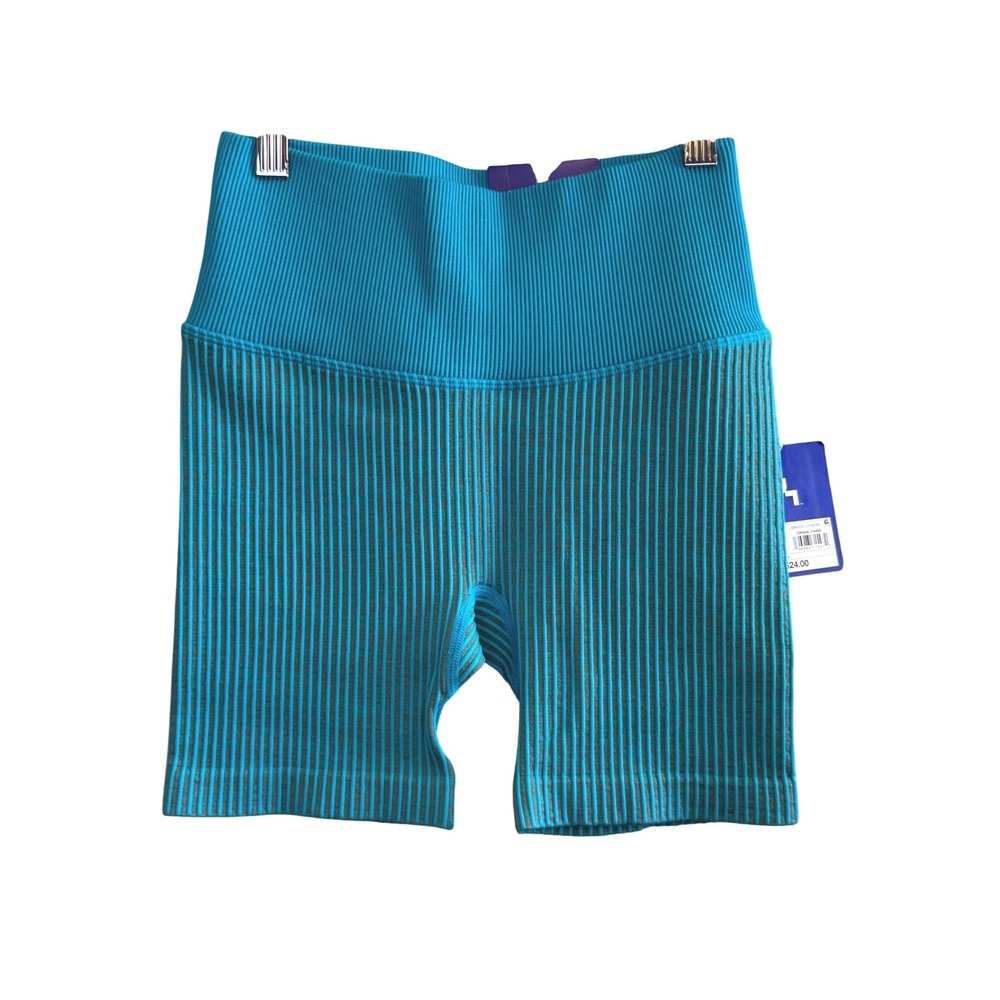 NWT JoyLab Womens Seamless High Rise Ribbed Athletic Biker Shorts Blue Size XS‎